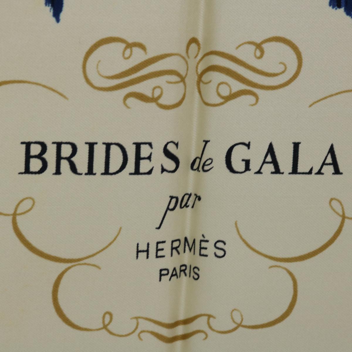 HERMES Carre 90 BRIDES de GALA Scarf Silk Blue Auth am5973