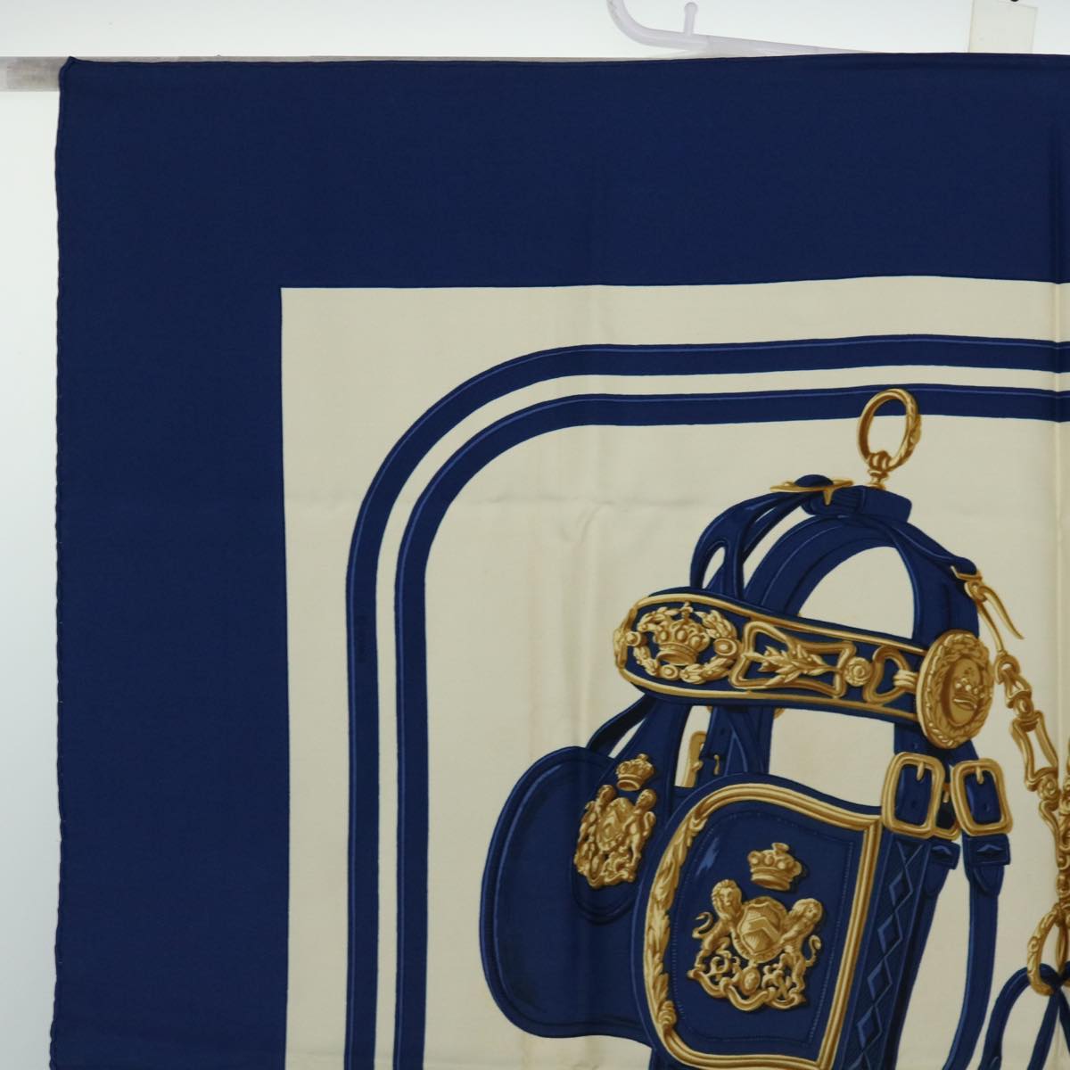 HERMES Carre 90 BRIDES de GALA Scarf Silk Blue Auth am5973