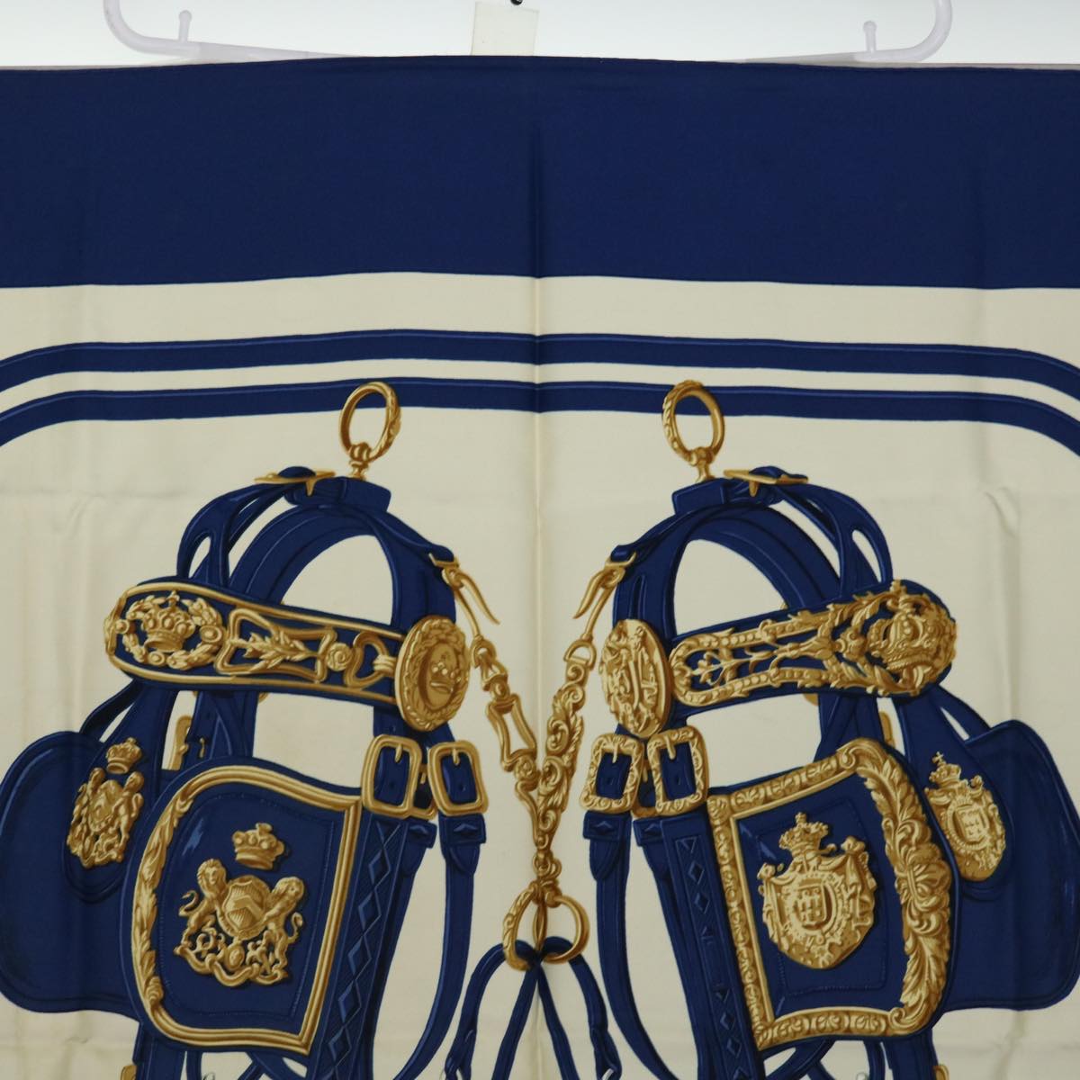 HERMES Carre 90 BRIDES de GALA Scarf Silk Blue Auth am5973