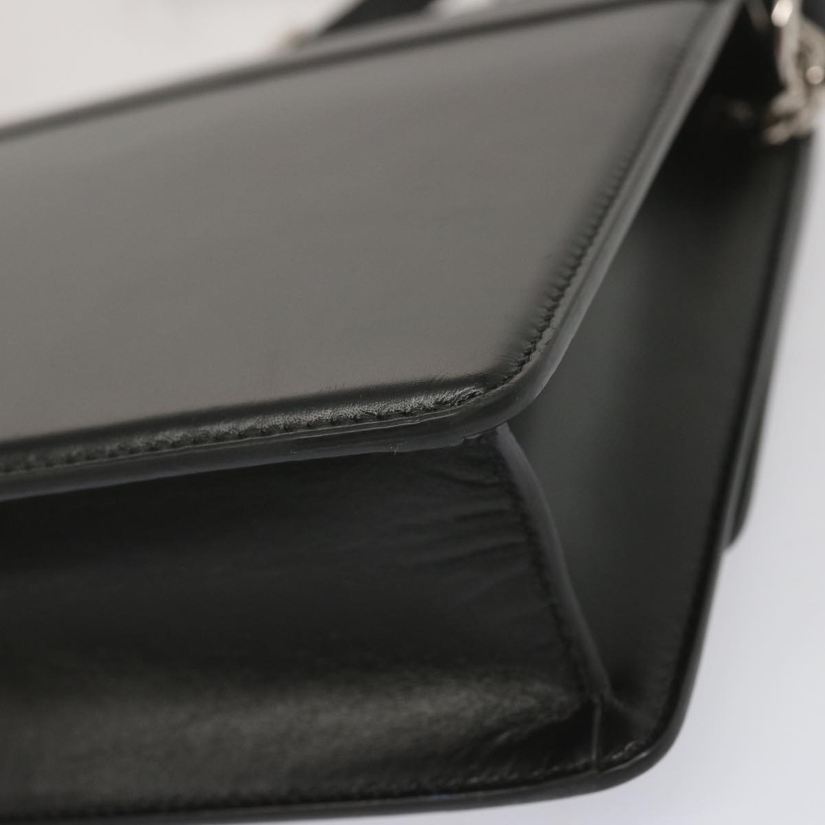 GIVENCHY Chain Shoulder Bag Leather Black Auth am5976