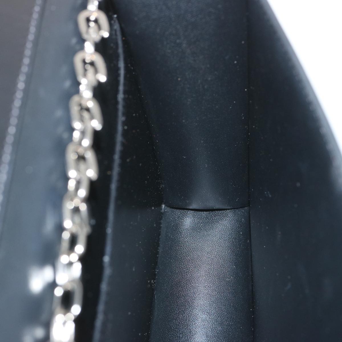 GIVENCHY Chain Shoulder Bag Leather Black Auth am5976