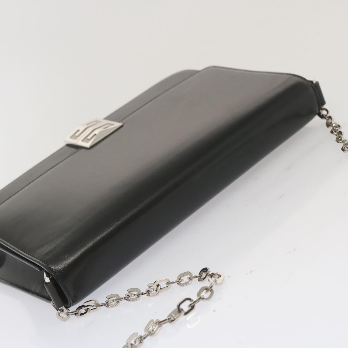 GIVENCHY Chain Shoulder Bag Leather Black Auth am5976