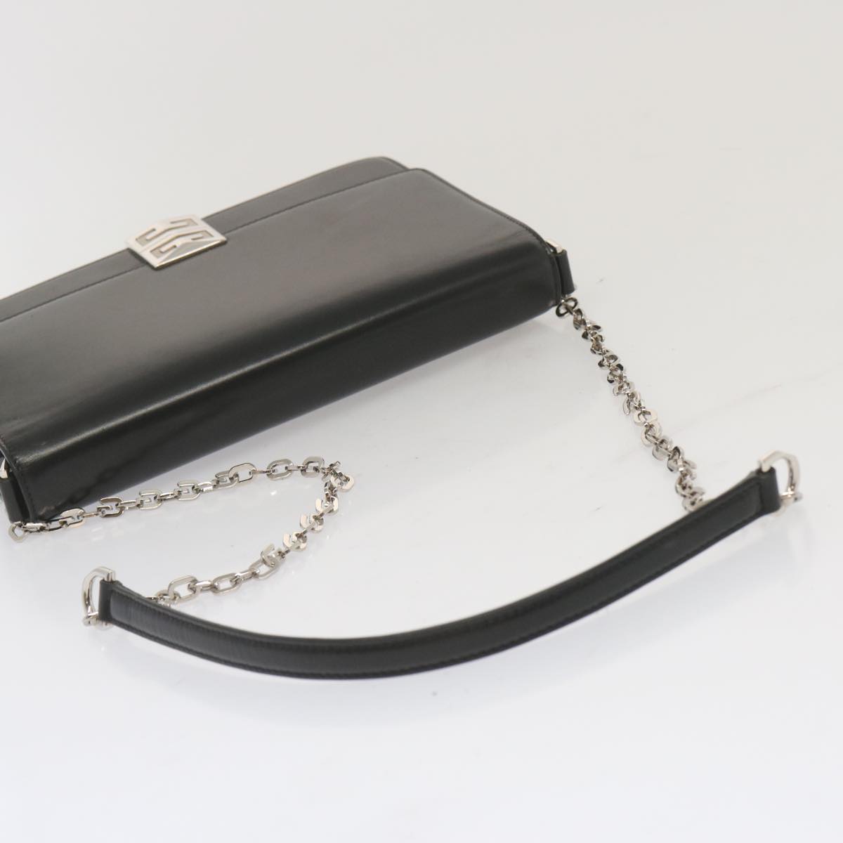 GIVENCHY Chain Shoulder Bag Leather Black Auth am5976