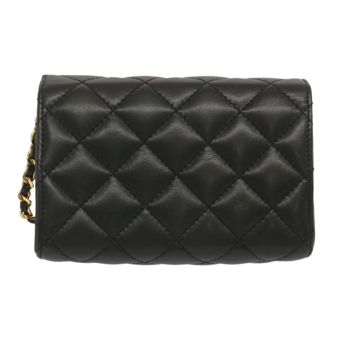 GIVENCHY Quilted Chain Shoulder Bag Leather Black Auth am5981