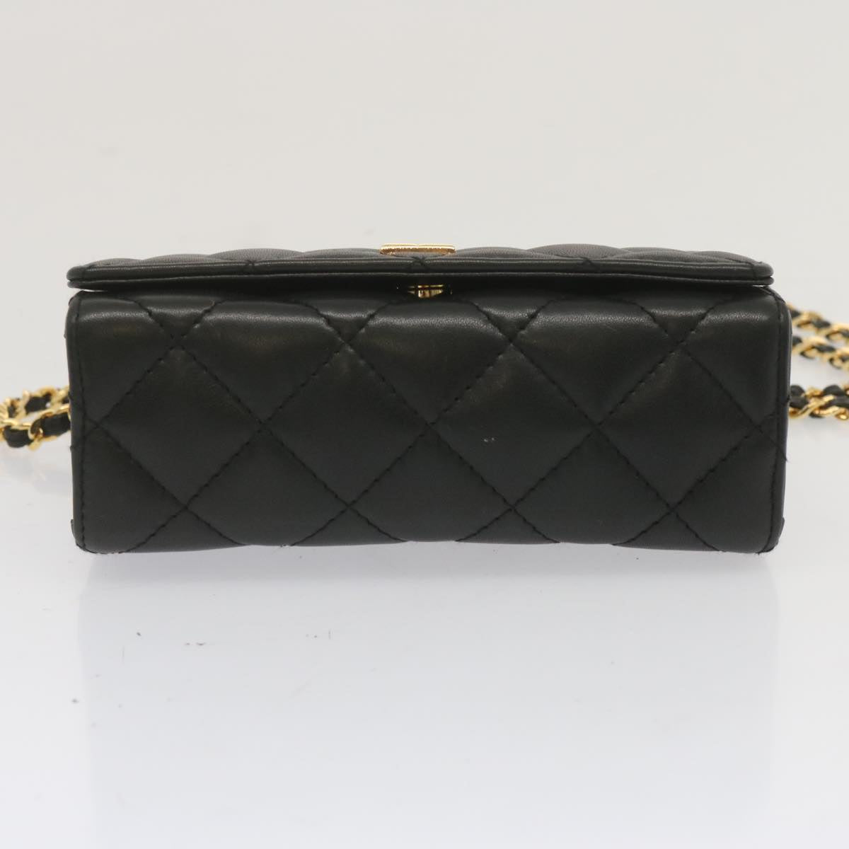 GIVENCHY Quilted Chain Shoulder Bag Leather Black Auth am5981