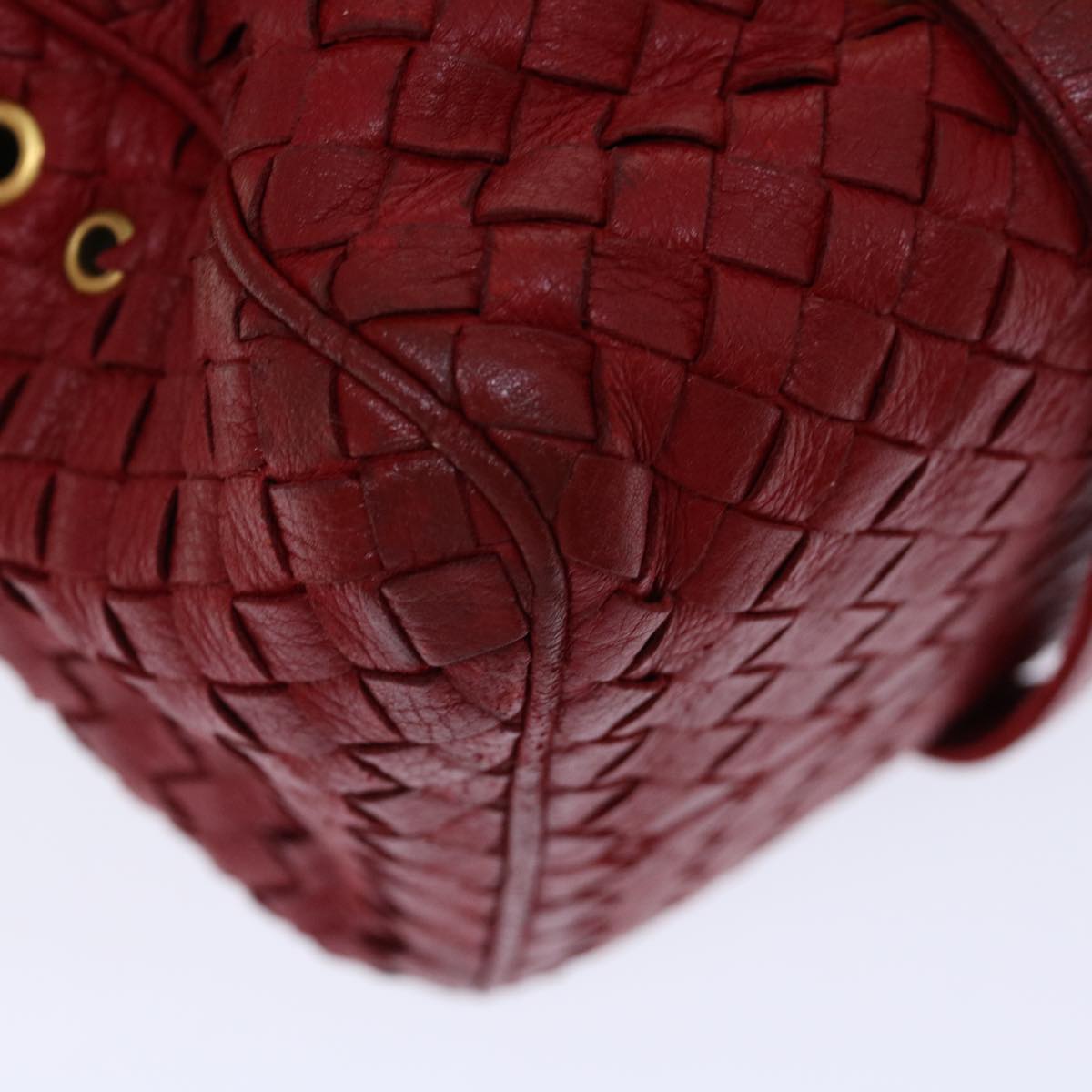 BOTTEGA VENETA INTRECCIATO Shoulder Bag Leather outlet Red Auth am5994