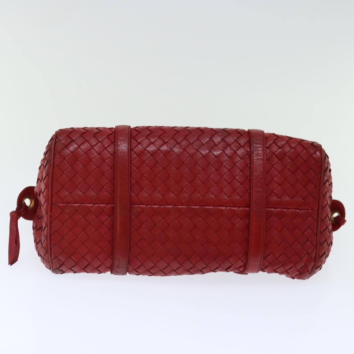 BOTTEGA VENETA INTRECCIATO Shoulder Bag Leather outlet Red Auth am5994