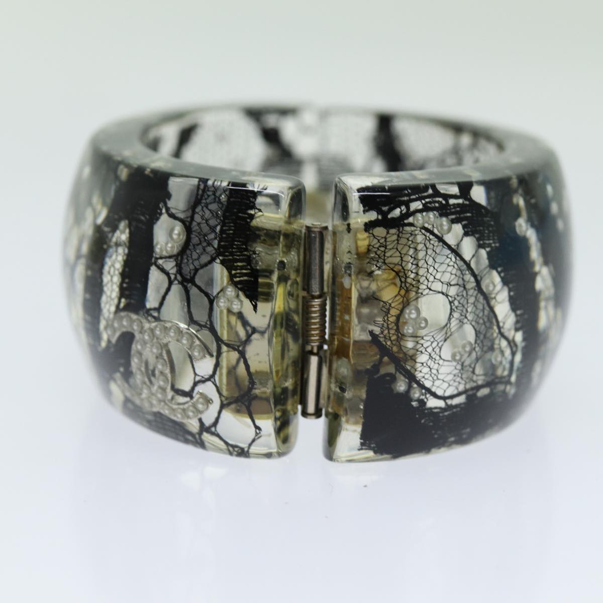 CHANEL COCO Mark Bracelet Black CC Auth am6015