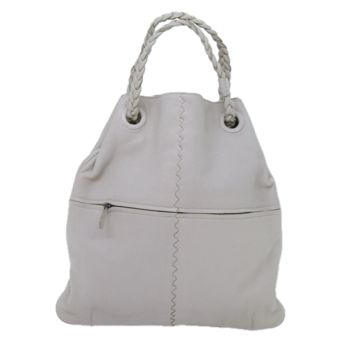 BOTTEGA VENETA INTRECCIATO Hand Bag Leather White 147716 Auth am6052