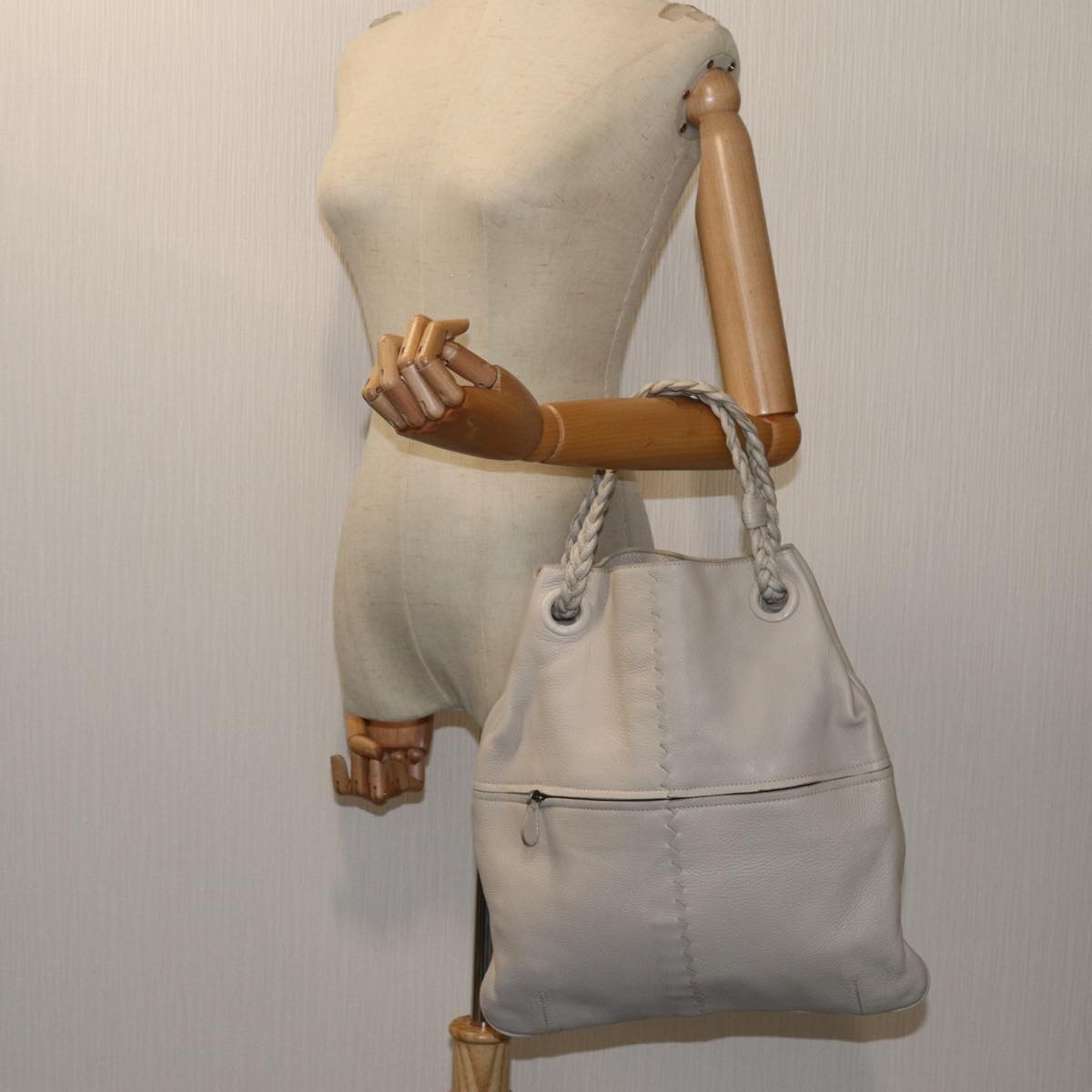 BOTTEGA VENETA INTRECCIATO Hand Bag Leather White 147716 Auth am6052