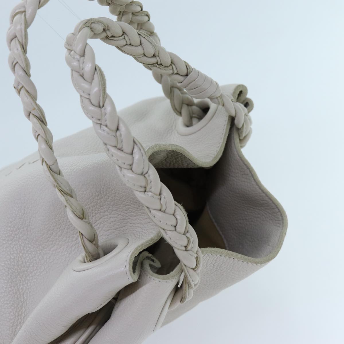 BOTTEGA VENETA INTRECCIATO Hand Bag Leather White 147716 Auth am6052