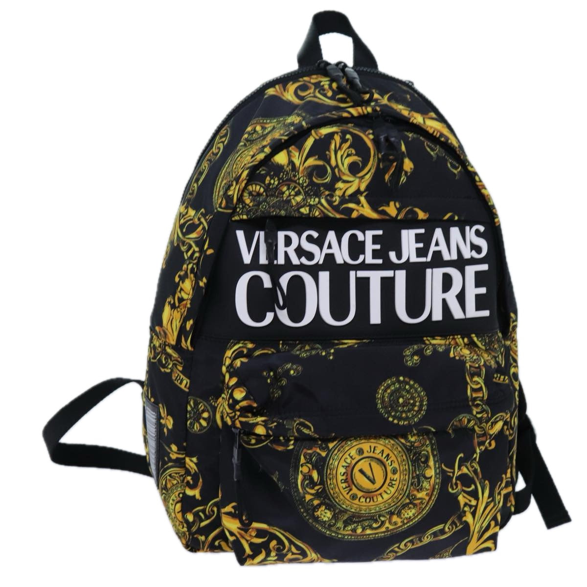 Gianni Versace Backpack Nylon Black Yellow Auth am6058