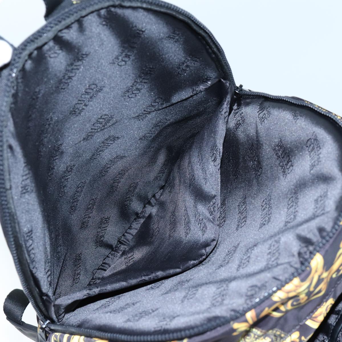 Gianni Versace Backpack Nylon Black Yellow Auth am6058