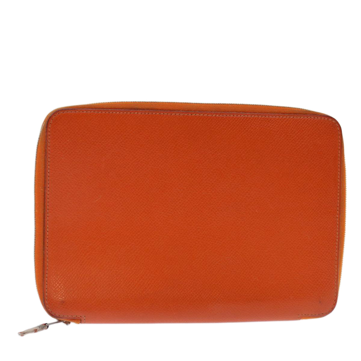 HERMES Agenda Zip Day Planner Cover Leather Orange Auth am6065