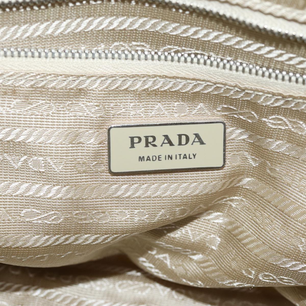 PRADA Shoulder Bag Nylon Beige Auth am6097