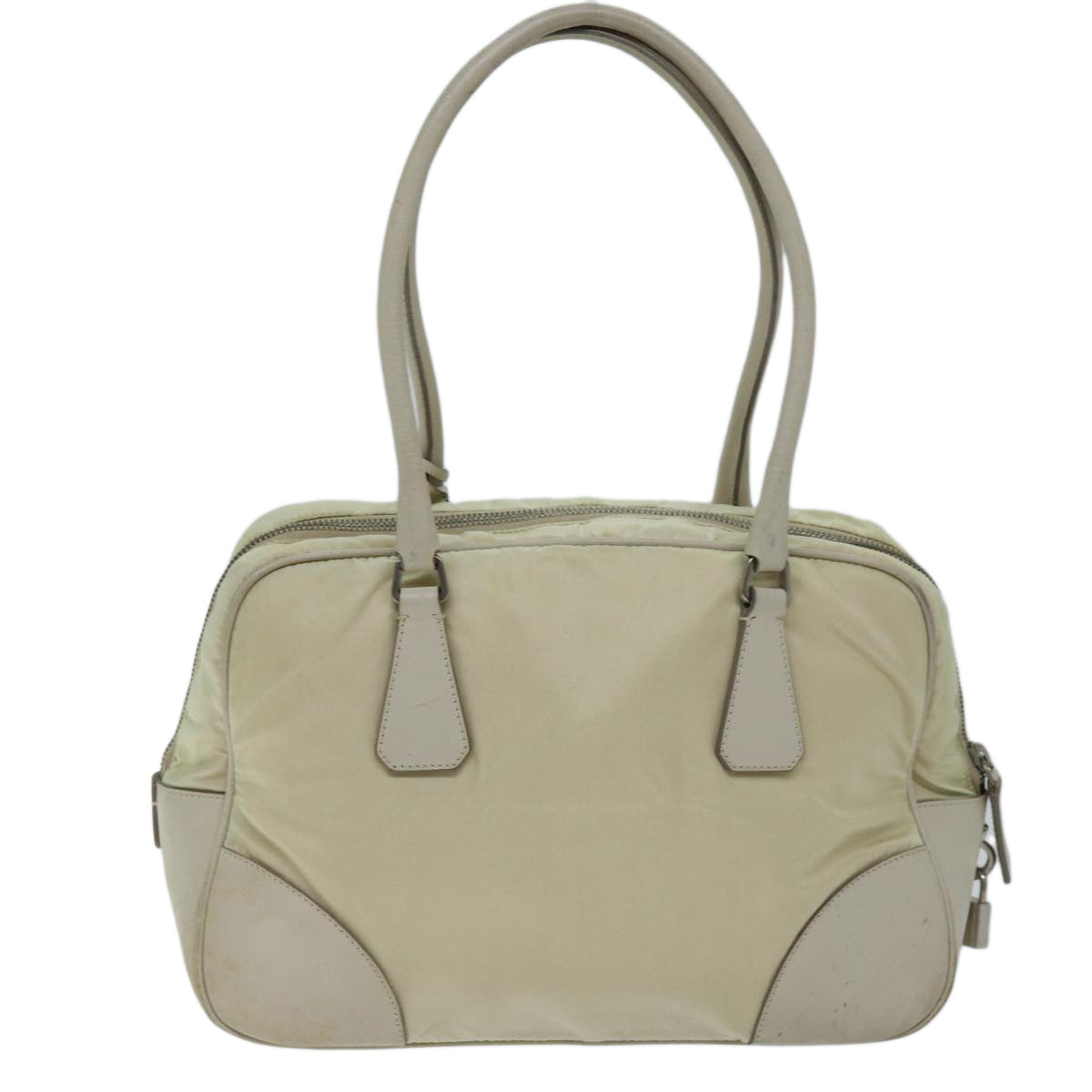 PRADA Shoulder Bag Nylon Beige Auth am6097