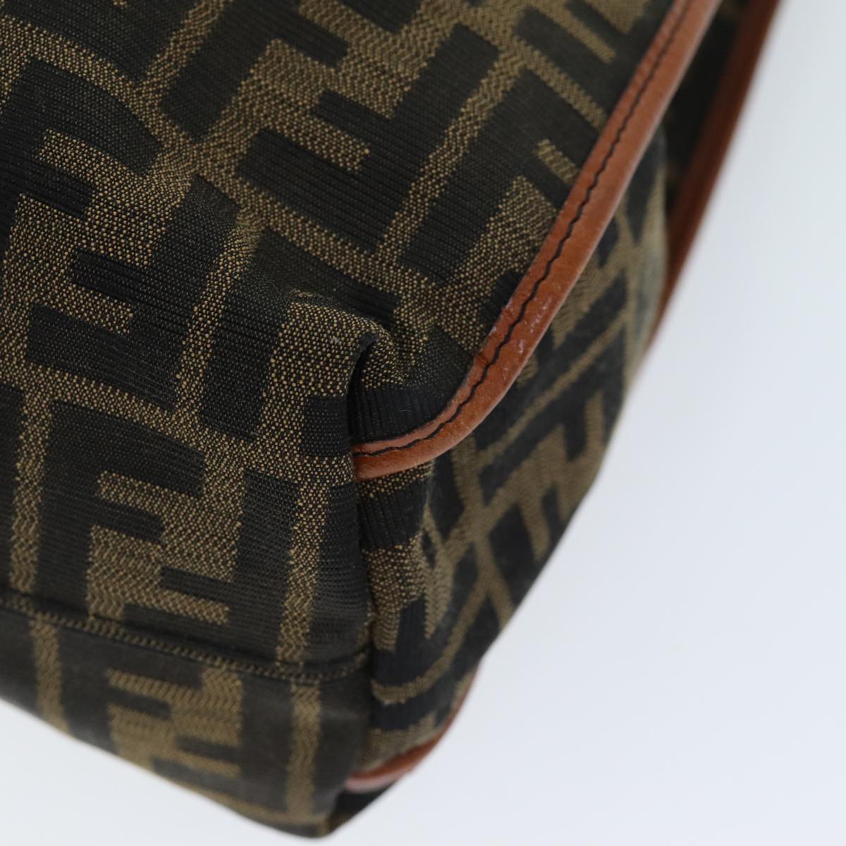 FENDI Zucca Canvas Tote Bag Brown Black Auth am6121