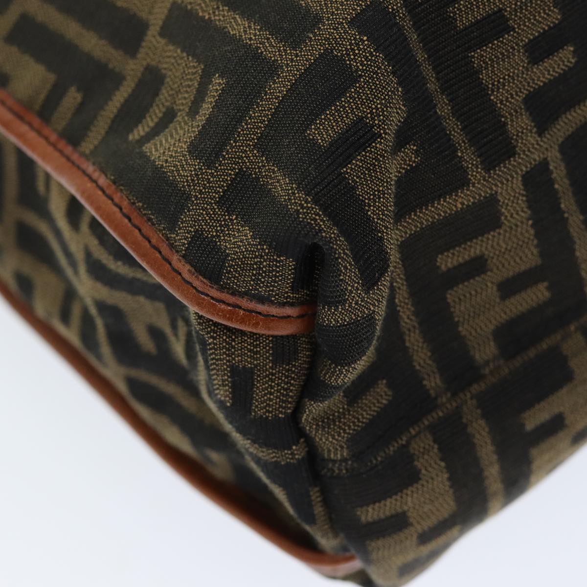 FENDI Zucca Canvas Tote Bag Brown Black Auth am6121