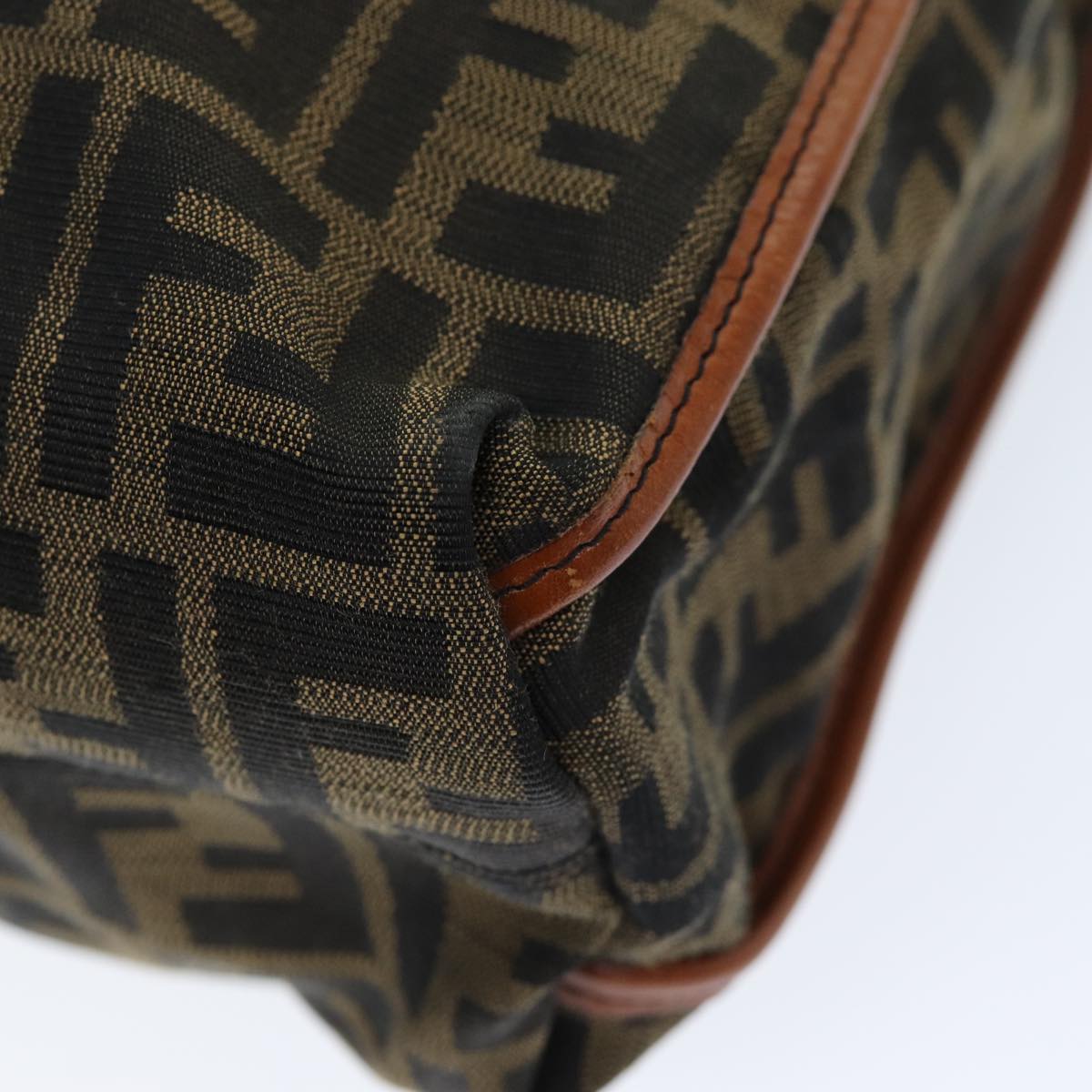 FENDI Zucca Canvas Tote Bag Brown Black Auth am6121