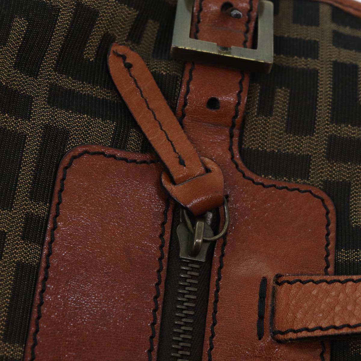 FENDI Zucca Canvas Tote Bag Brown Black Auth am6121