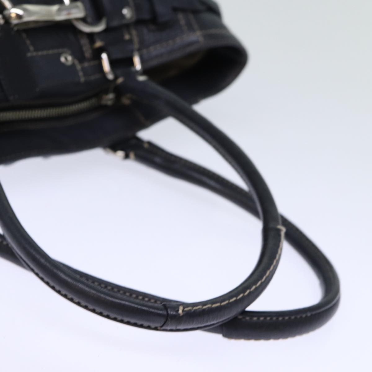 Coach Hand Bag Leather Black Auth am6139