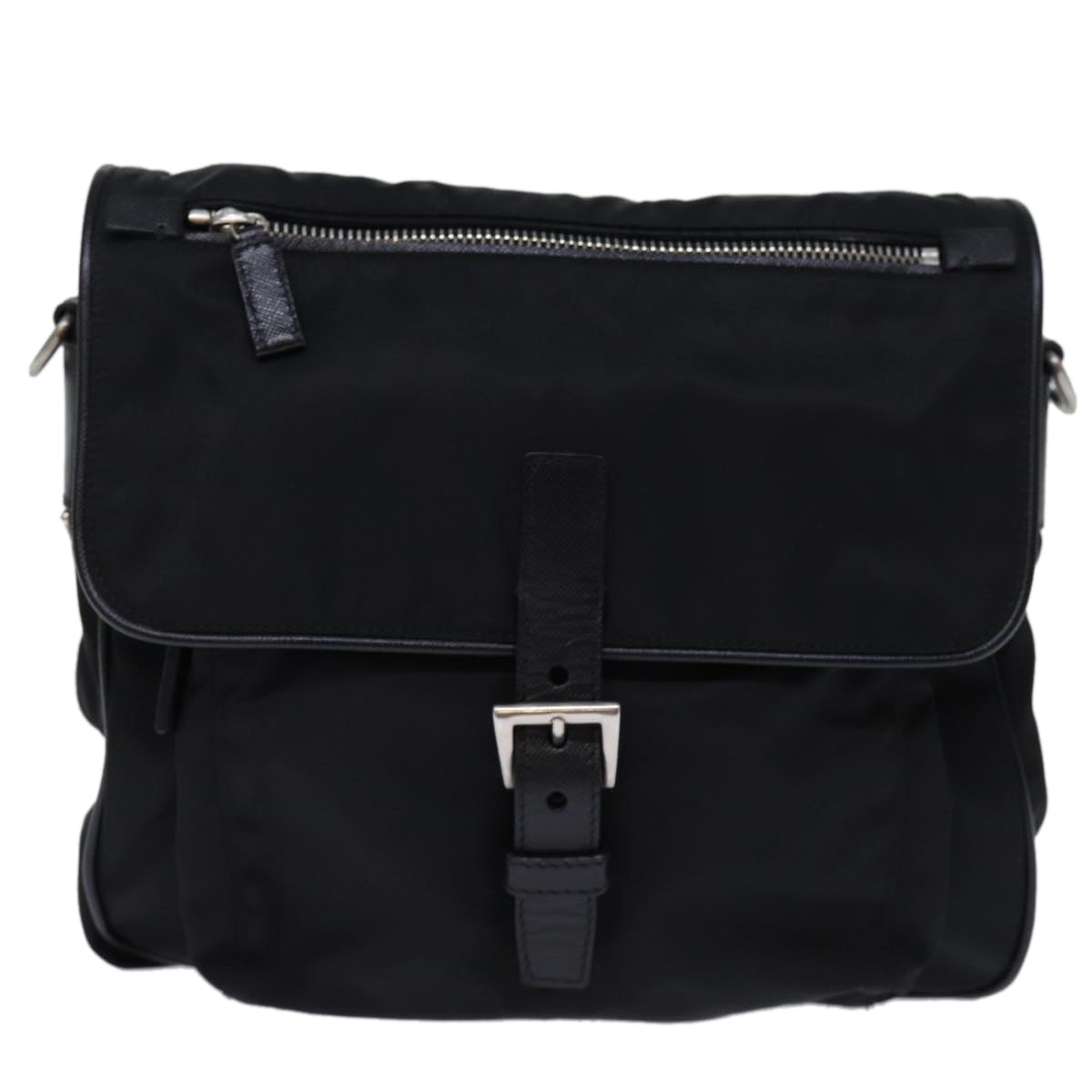 PRADA Shoulder Bag Nylon Leather Black Auth am6182V