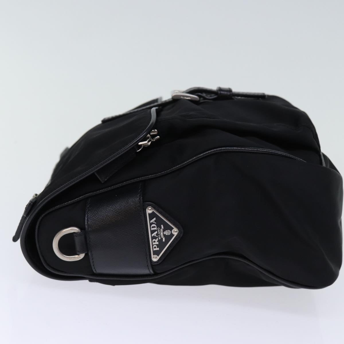 PRADA Shoulder Bag Nylon Leather Black Auth am6182V