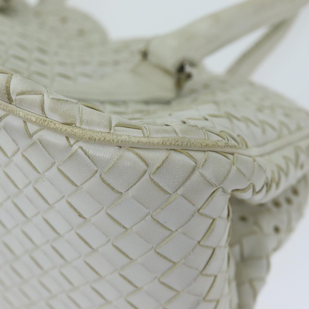 BOTTEGA VENETA INTRECCIATO Hand Bag Leather White 156586 Auth am6192