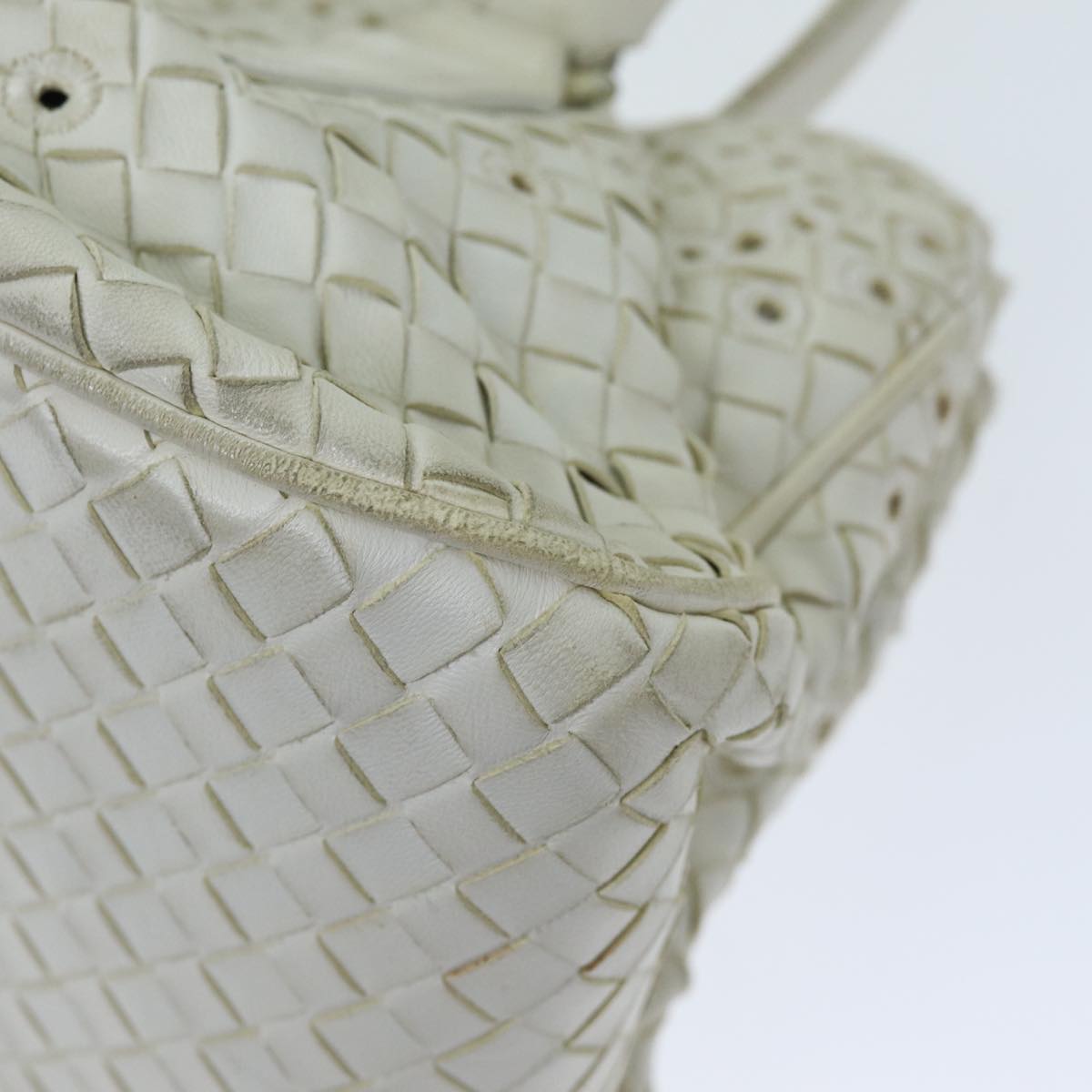 BOTTEGA VENETA INTRECCIATO Hand Bag Leather White 156586 Auth am6192