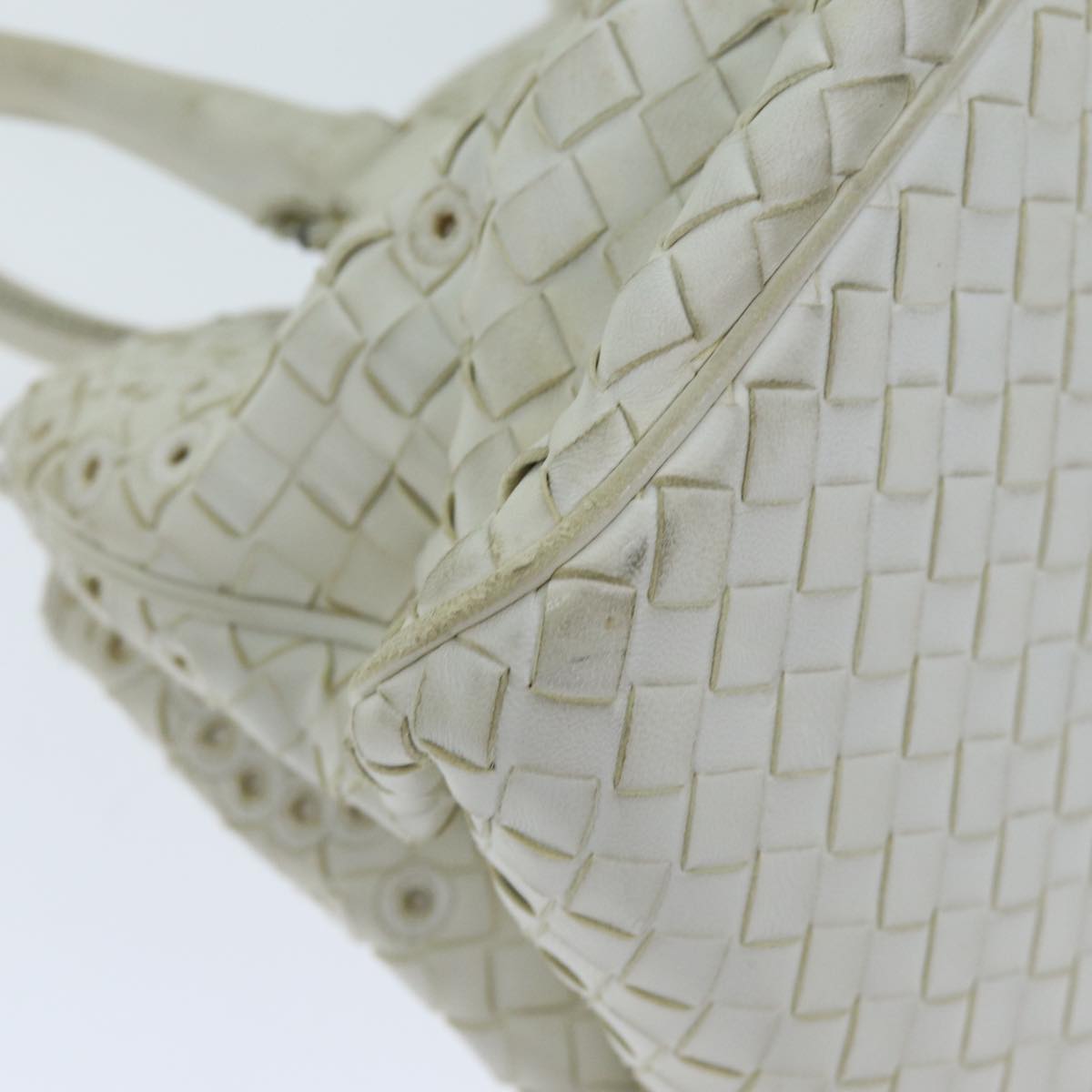 BOTTEGA VENETA INTRECCIATO Hand Bag Leather White 156586 Auth am6192