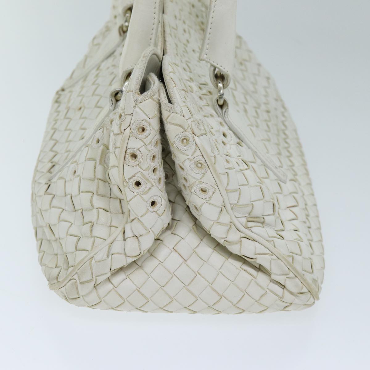 BOTTEGA VENETA INTRECCIATO Hand Bag Leather White 156586 Auth am6192