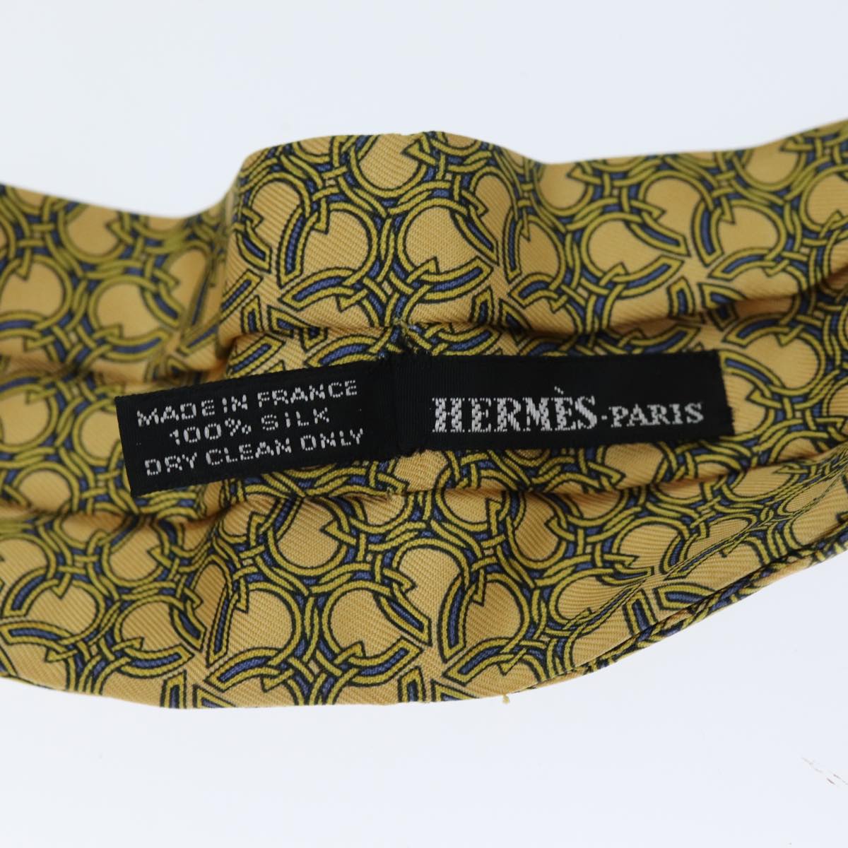 HERMES Ascot Thailand Necktie Silk Yellow Auth am6213