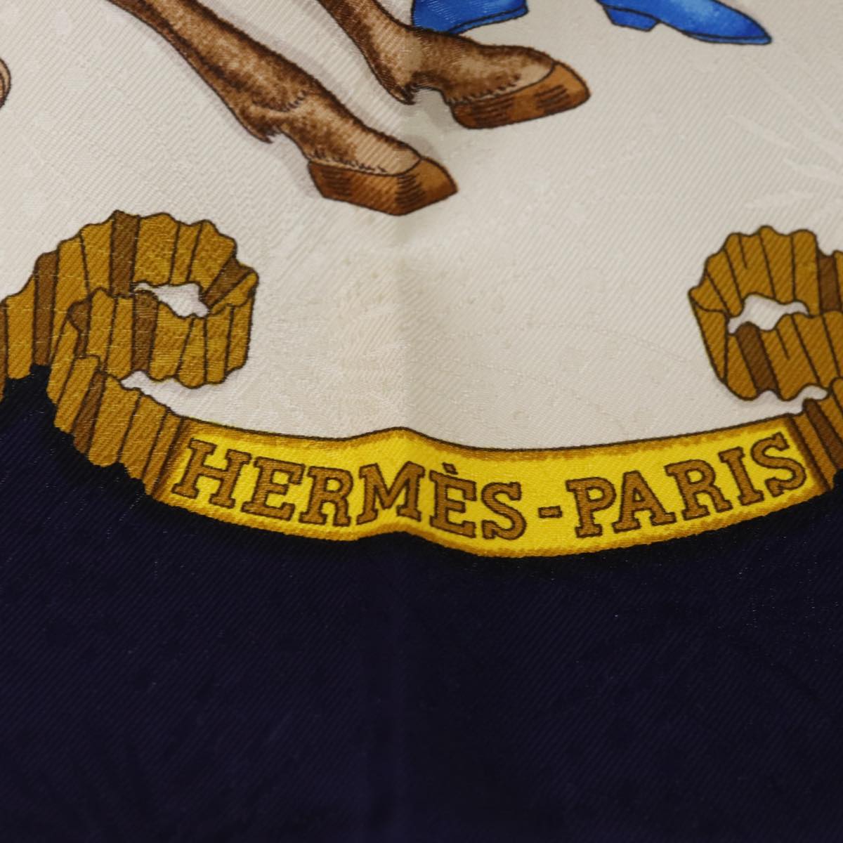 HERMES Carre 90 Scarf ""les fetes du roi soleil"" Silk Blue Auth am6219