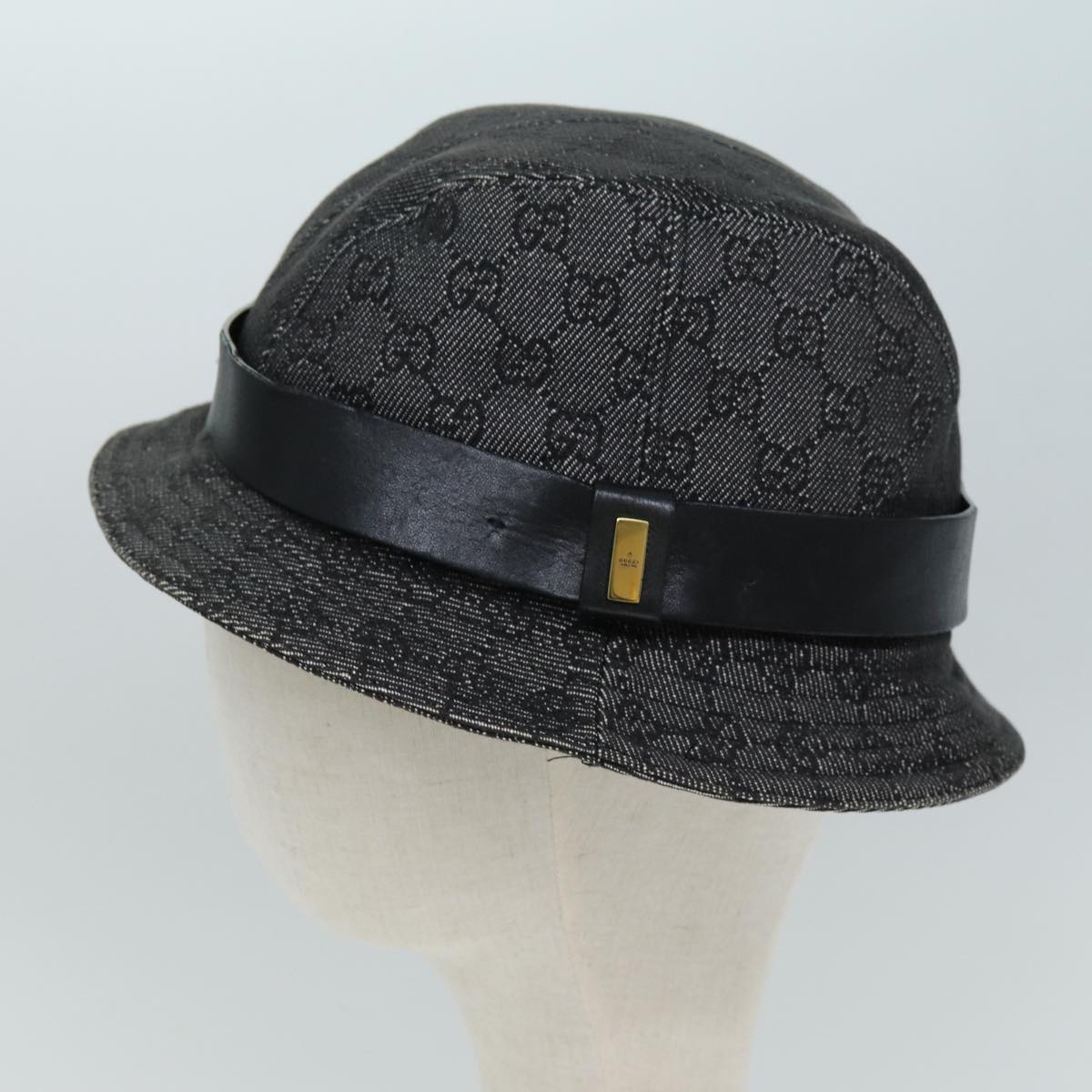 GUCCI GG Canvas Hat M Black Auth am6222