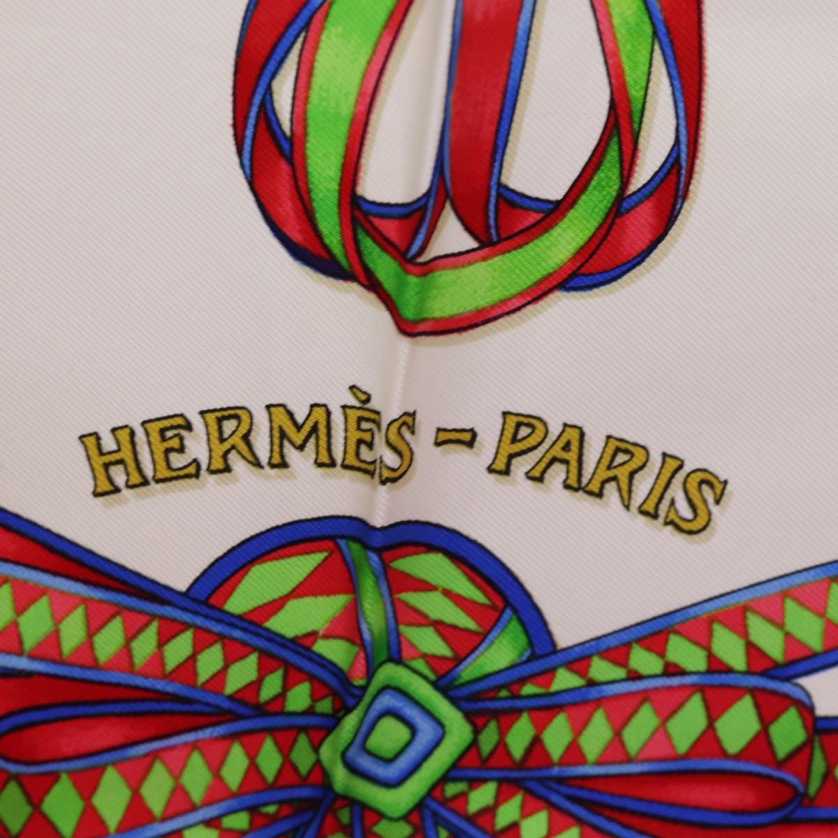 HERMES Carre 90 Scarf ""LES RUBANS DU CHEVAL"" Silk Pink Auth am6233