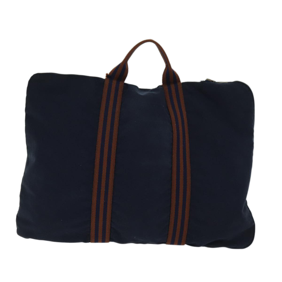 HERMES Fourre Tout Porte Documents Business Bag Canvas Navy Brown Auth am6236