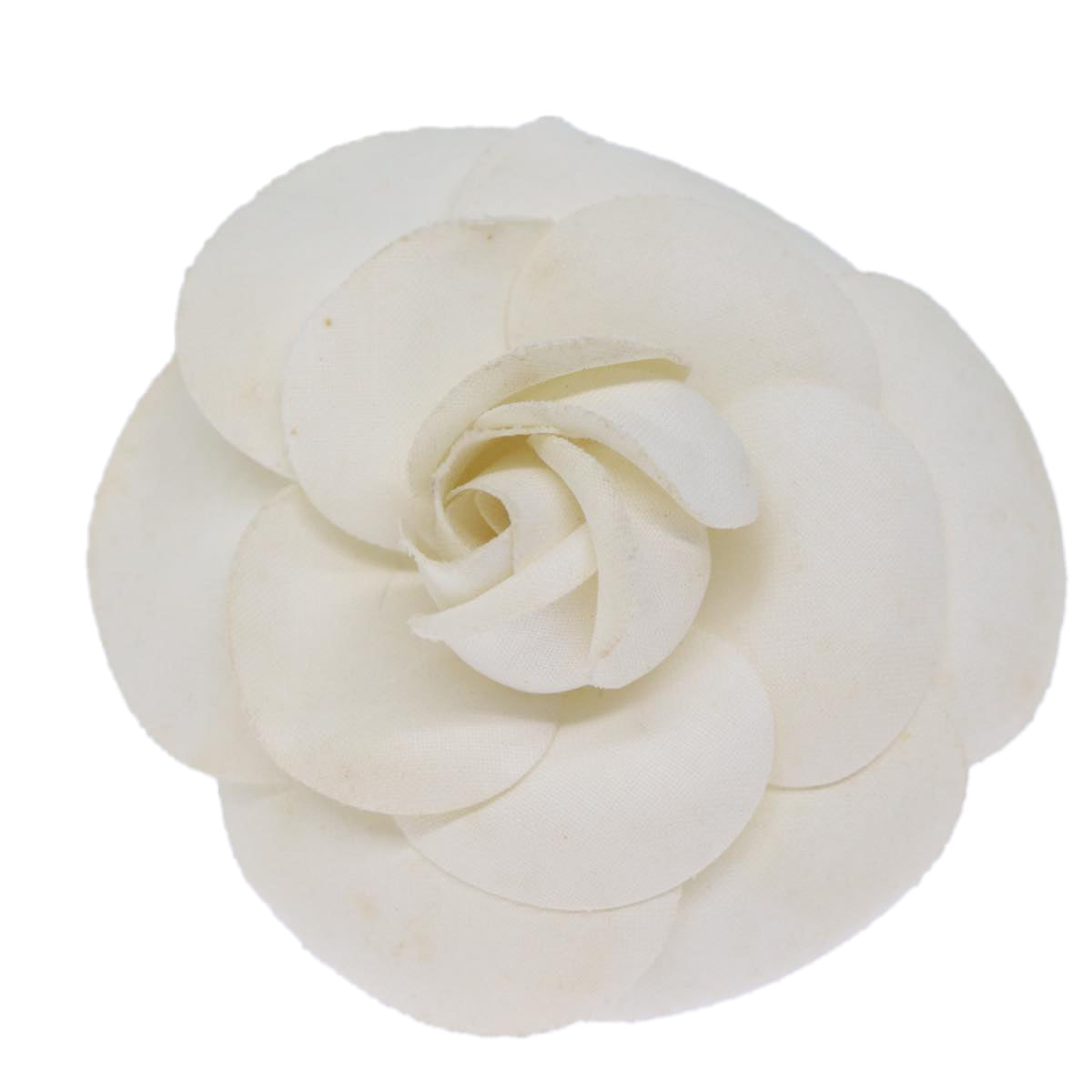 CHANEL Flower Brooch Canvas White CC Auth am6242