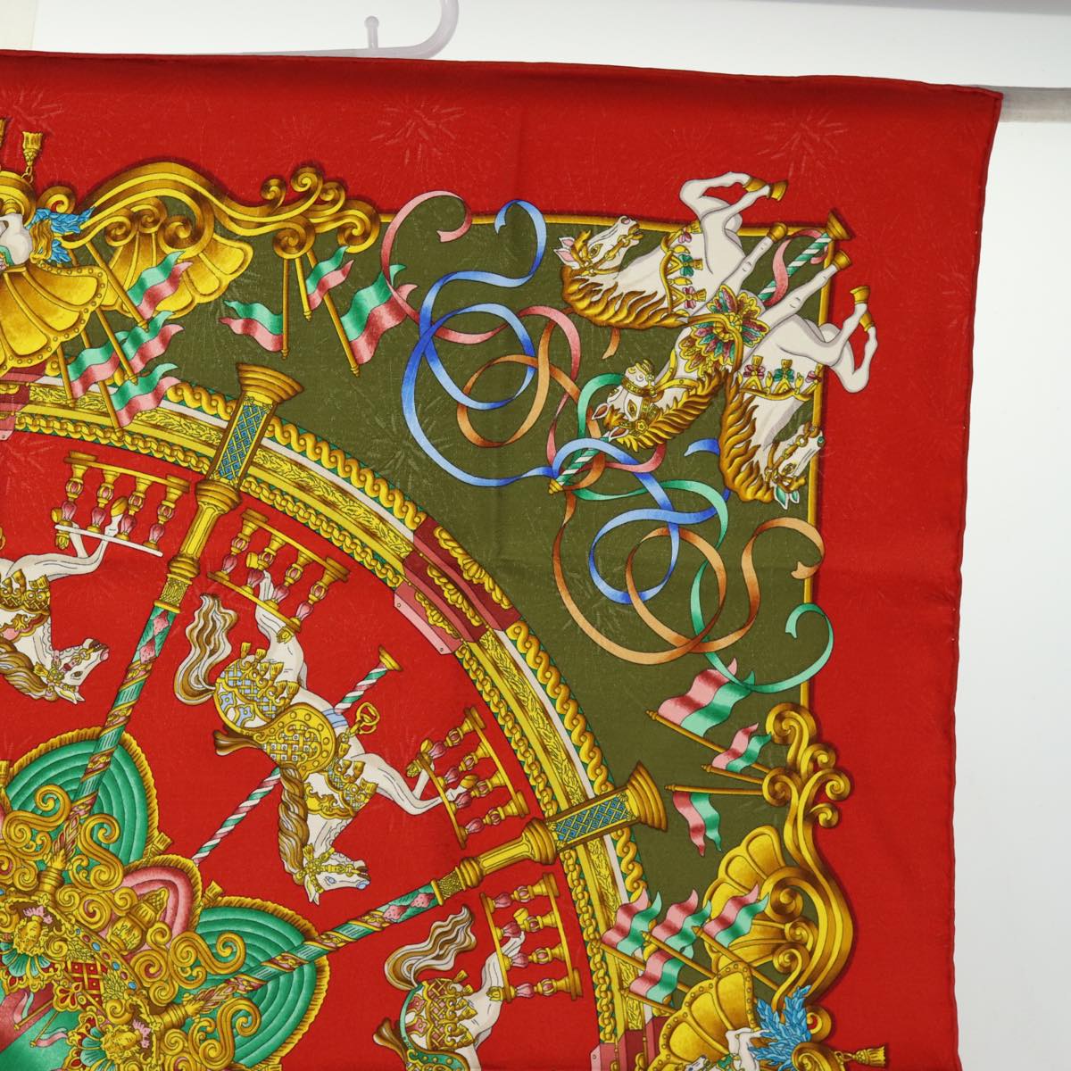 HERMES Carre 90 Scarf ""LUNA PARK"" Silk Red Auth am6261