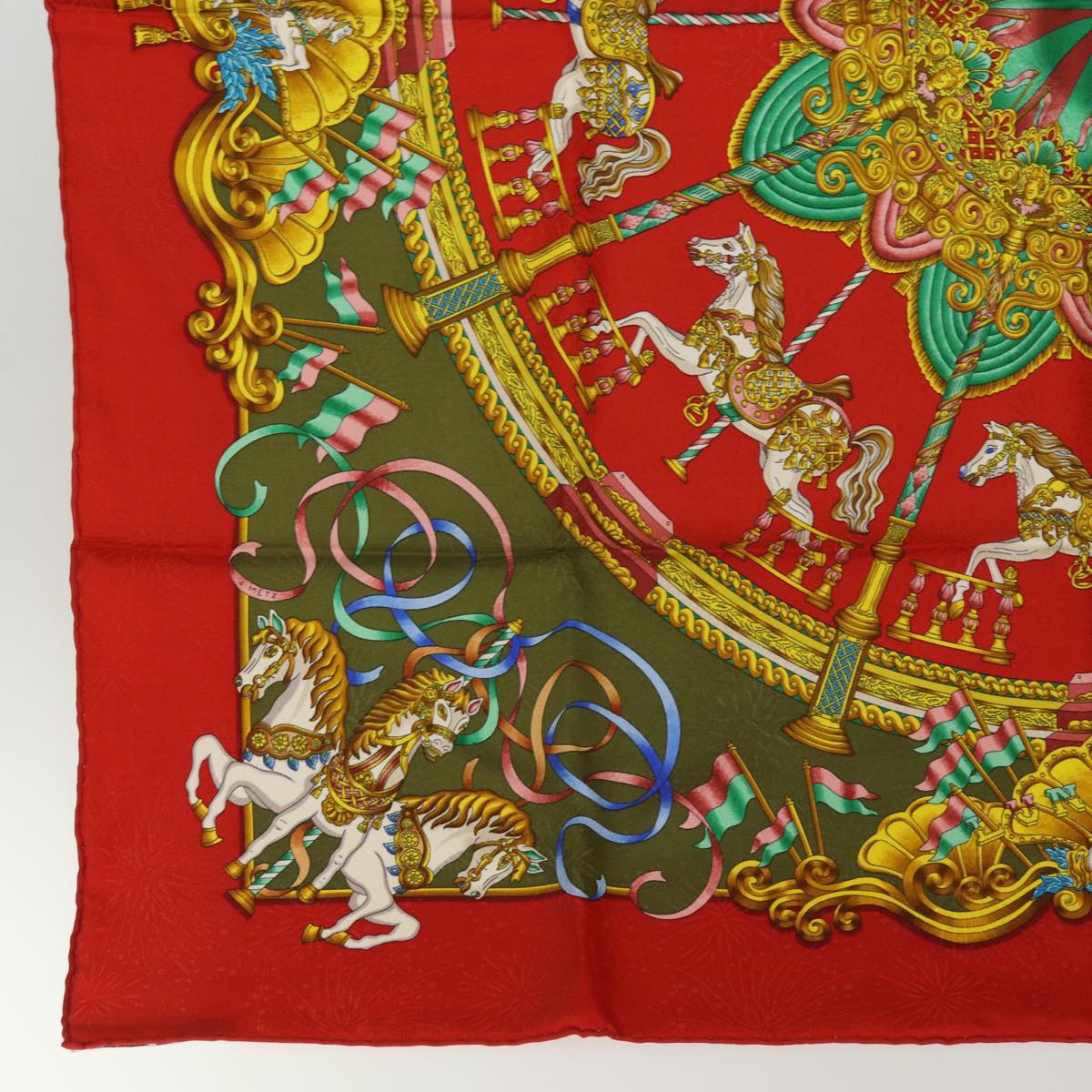 HERMES Carre 90 Scarf ""LUNA PARK"" Silk Red Auth am6261