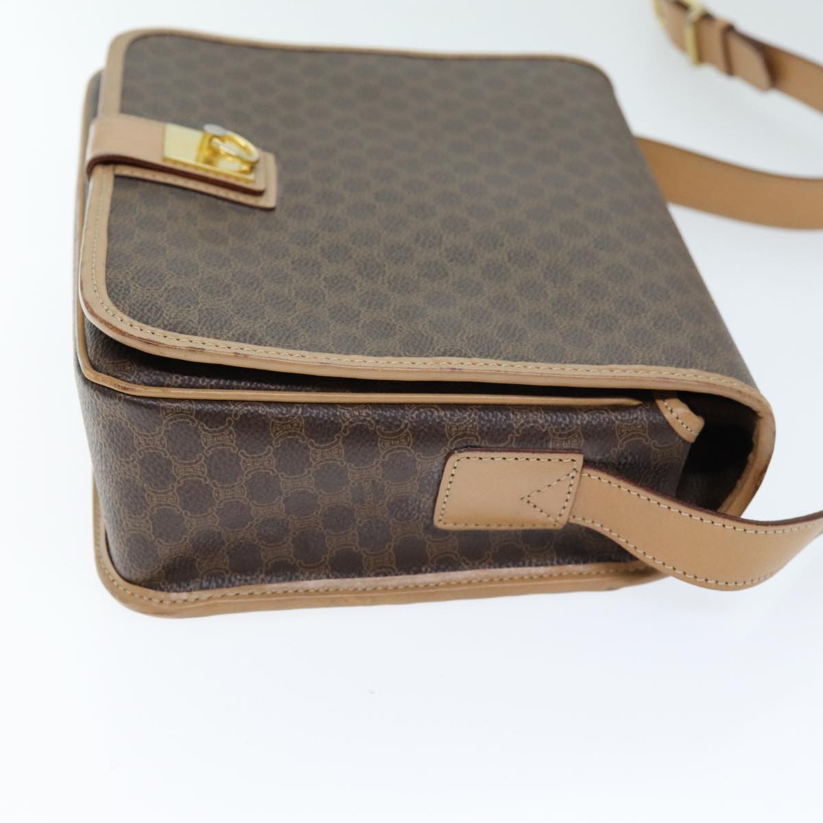 CELINE Macadam Canvas Shoulder Bag PVC Brown Auth am6264