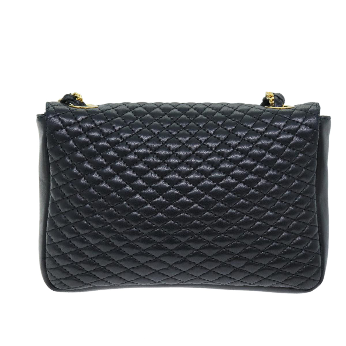 BALLY Chain Shoulder Bag Leather Black Auth am6296