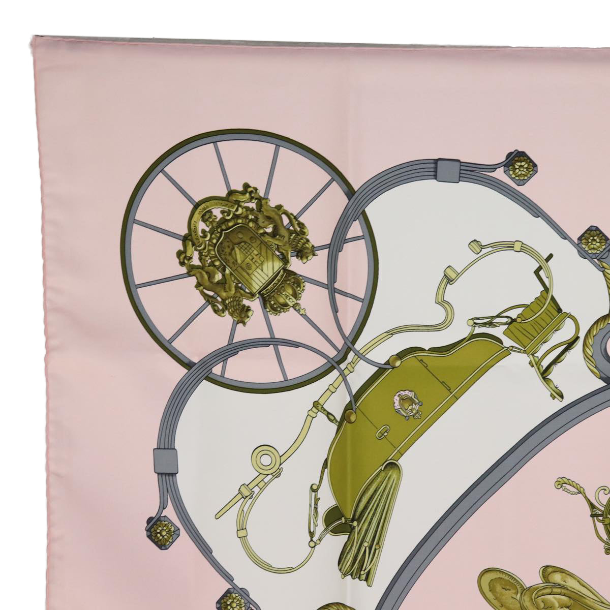 HERMES Carre 90 Scarf ""SPRINGS"" Silk Pink Auth am6299