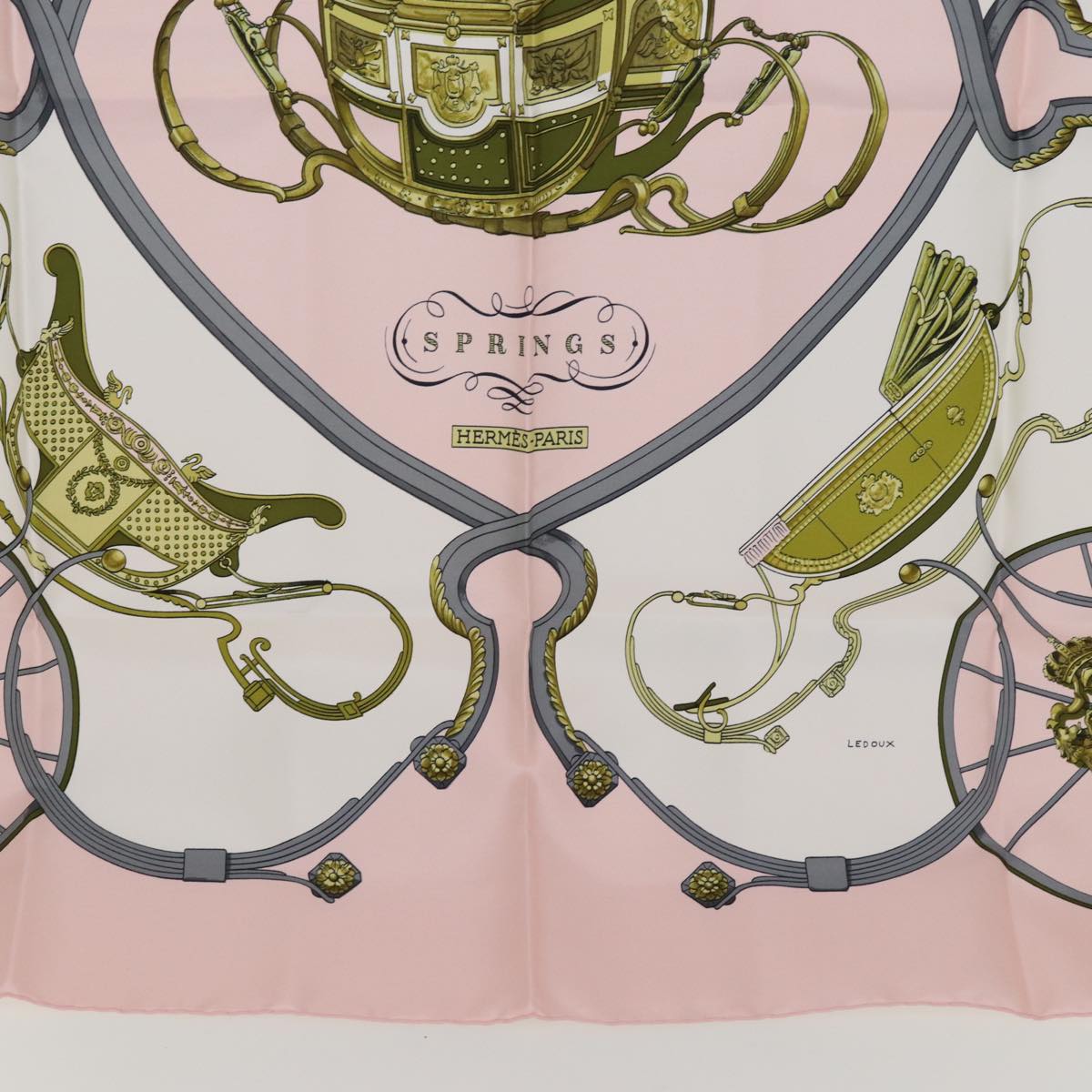 HERMES Carre 90 Scarf ""SPRINGS"" Silk Pink Auth am6299