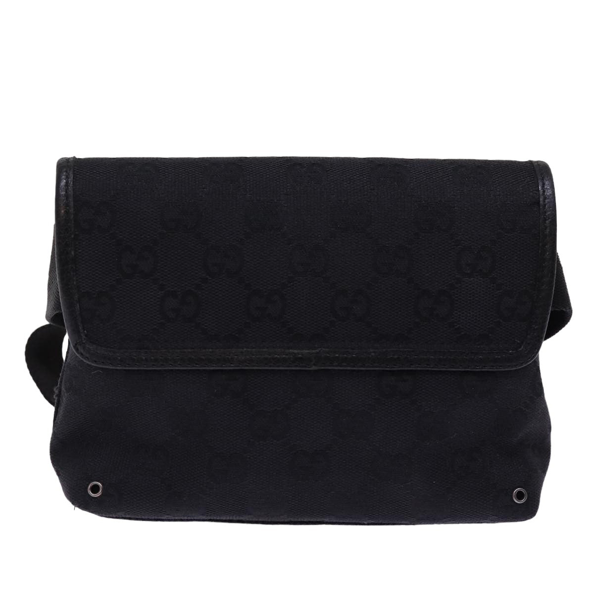 GUCCI GG Canvas Waist bag Black 92543 Auth am6310