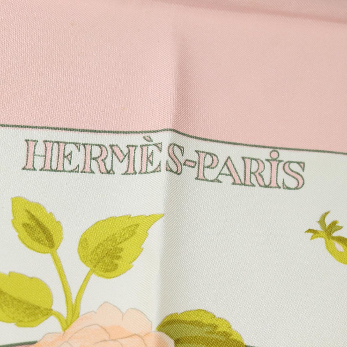 HERMES Carre 90 Scarf ""ROMANTIQUE"" Silk Pink Auth am6341