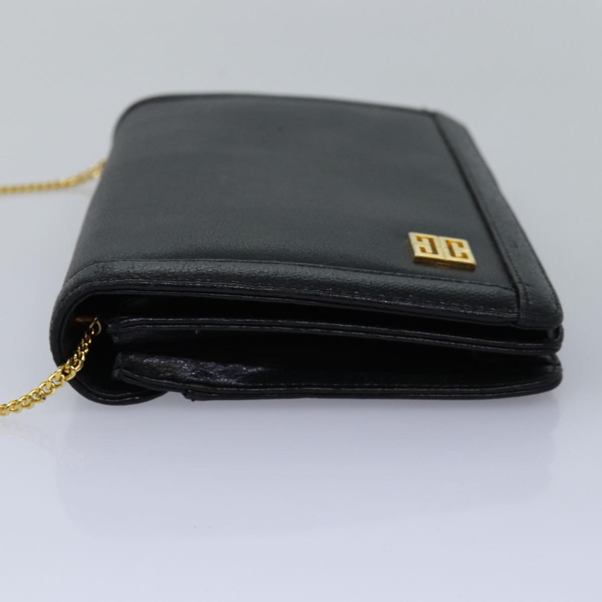 GIVENCHY Chain Shoulder Bag Leather Black Auth am6348