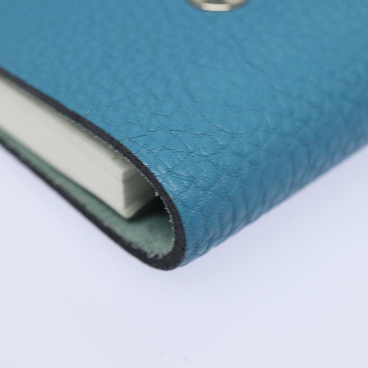 HERMES Yuris GM Note Cover Leather Blue Auth am6360