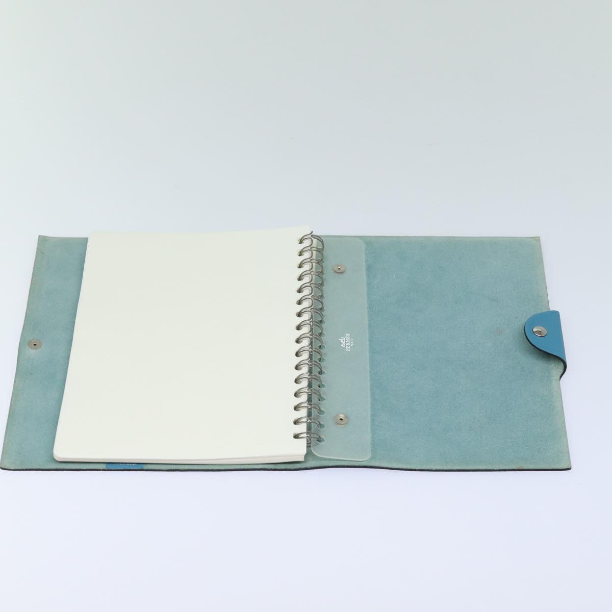 HERMES Yuris GM Note Cover Leather Blue Auth am6360