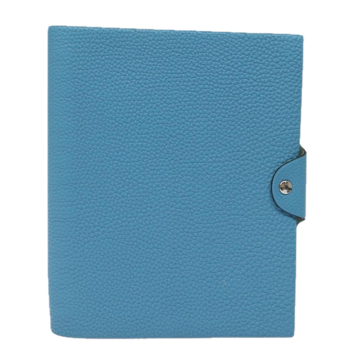 HERMES Yuris GM Note Cover Leather Blue Auth am6360