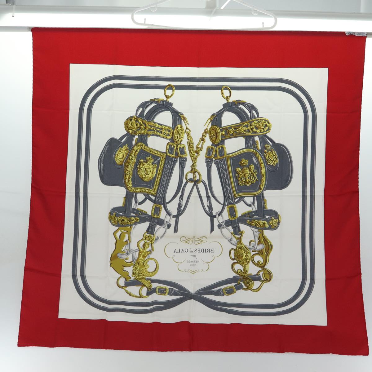 HERMES Carre 90 Scarf ""BRIDES de GALA"" Silk Red Auth am6364